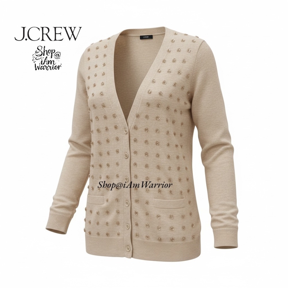 J.Crew rare wool/cashmere embellished cluster constellation cardigan sweater - Picture 4 of 12